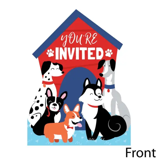 Big Dot of Happiness Pawty Like a Puppy - Shaped Fill-in Invitations - Dog Baby Shower or Birthday Party Invitation Cards with Envelopes - Set of 12 {3}