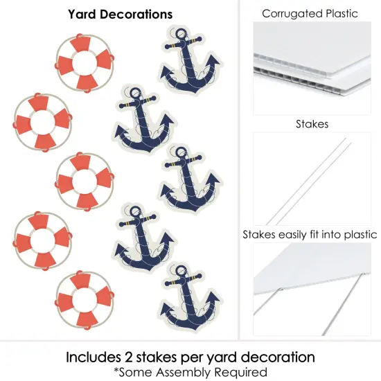 Big Dot of Happiness Ahoy - Nautical Anchor Lawn Decorations - Outdoor Baby Shower or Birthday Party Yard Decorations - 10 Piece {7}