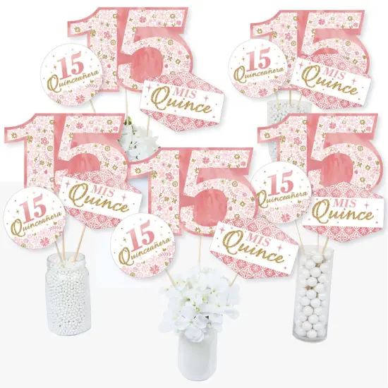 Big Dot of Happiness Mis Quince Anos - Quinceanera Sweet 15 Birthday Party Centerpiece Sticks - Table Toppers - Set of 15 {3}