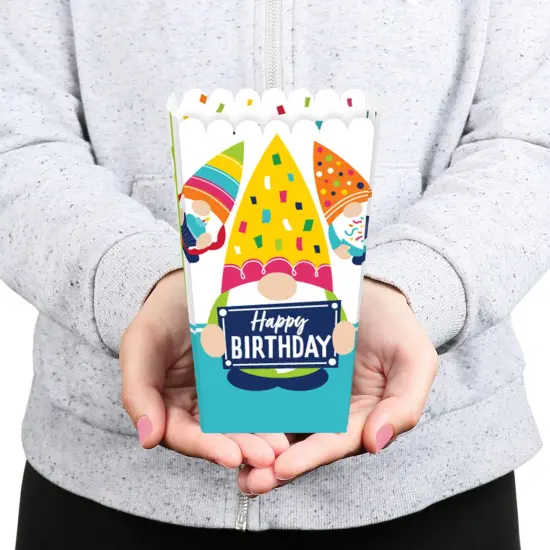 Big Dot of Happiness Gnome Birthday - Happy Birthday Party Favor Popcorn Treat Boxes - Set of 12 {6}