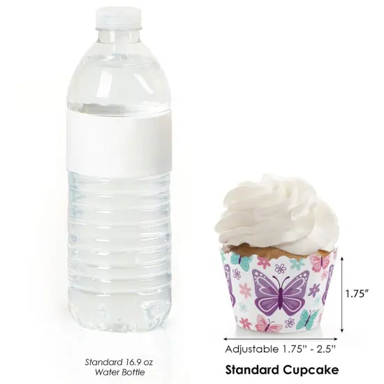 Big Dot of Happiness Beautiful Butterfly - Floral Baby Shower or Birthday Party Decorations - Party Cupcake Wrappers - Set of 12 {4}