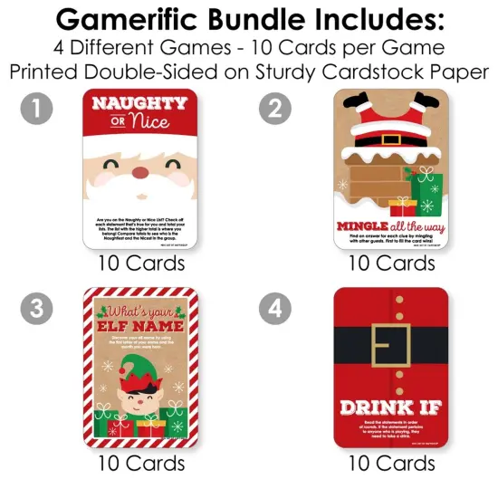 Big Dot of Happiness Jolly Santa Claus - 4 Christmas Party Games - 10 Cards Each - Gamerific Bundle {4}