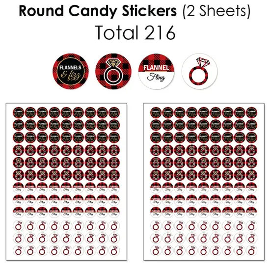 Big Dot of Happiness Flannel Fling Before The Ring - Buffalo Plaid Bachelorette Party Candy Favor Sticker Kit - 304 Pc {6}