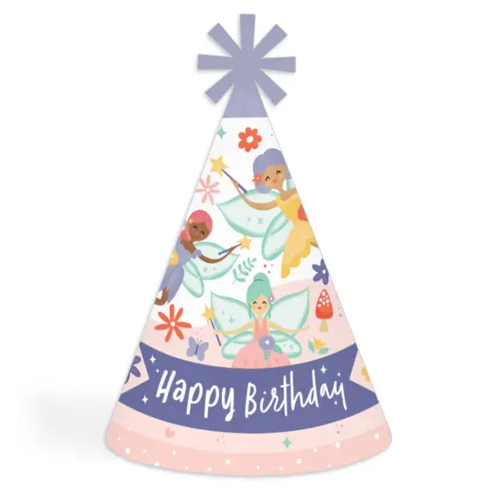 Big Dot of Happiness Let&rsquo;s Be Fairies - Cone Happy Birthday Party Hats for Kids and Adults - Set of 8 (Standard Size) {1}