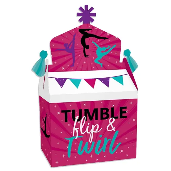 Big Dot of Happiness Tumble, Flip and Twirl - Gymnastics - Treat Box Party Favors - Birthday Party or Gymnast Party Goodie Gable Boxes - Set of 12 {1}