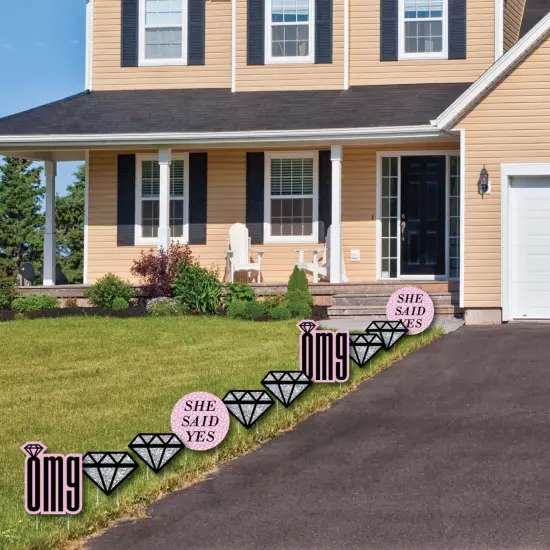 Big Dot of Happiness Omg, You're Getting Married - Diamond Ring Lawn Decorations - Outdoor Engagement Party Yard Decorations - 10 Piece {4}