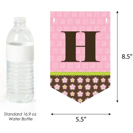 Big Dot of Happiness Pink Monkey Girl - Birthday Party Bunting Banner - Pink Party Decorations - Happy Birthday {4}