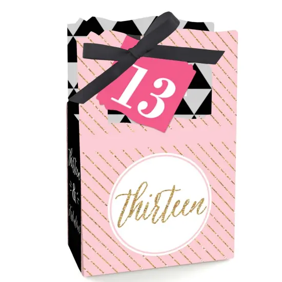 Big Dot of Happiness Chic 13th Birthday - Pink, Black and Gold - Birthday Party Favor Boxes - Set of 12 {1}