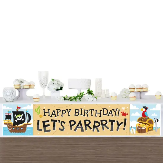 Big Dot of Happiness Pirate Ship Adventures - Happy Birthday Skull Birthday Decorations Party Banner {4}