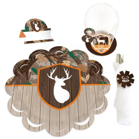 Big Dot of Happiness Gone Hunting Deer Camo Baby Shower or Birthday Party Paper Charger and Table Decorations Chargerific Kit - Place Setting for 8 {1}