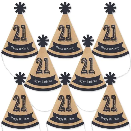 Big Dot of Happiness Finally 21 - Mini Cone 21st Birthday Party Hats - Small Little Party Hats - Set of 8 {1}