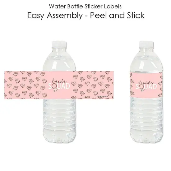 Big Dot of Happiness Bride Squad - Rose Gold Bridal Shower or Bachelorette Party Water Bottle Sticker Labels - Set of 20 {3}