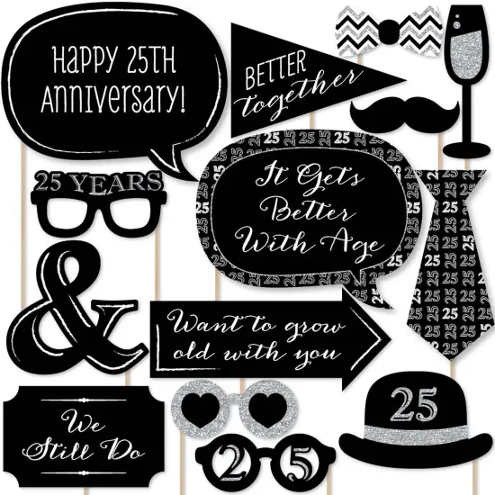 Big Dot of Happiness We Still Do - 25th Wedding Anniversary - Anniversary Party Photo Booth Props Kit - 20 Count {1}