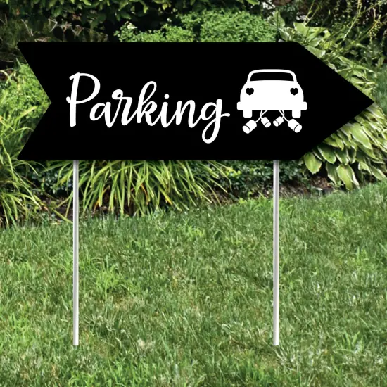 Big Dot of Happiness Black Wedding Parking Signs - Wedding Sign Arrow - Double Sided Directional Yard Signs - Set of 2 Parking Signs {3}