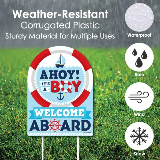 Big Dot of Happiness Ahoy It's a Boy - Party Decorations - Nautical Baby Shower Welcome Yard Sign {4}