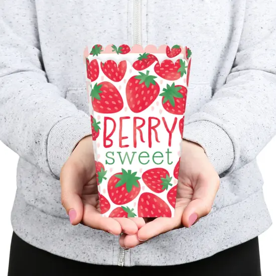Big Dot of Happiness Berry Sweet Strawberry - Fruit Themed Birthday Party or Baby Shower Favor Popcorn Treat Boxes - Set of 12 {7}