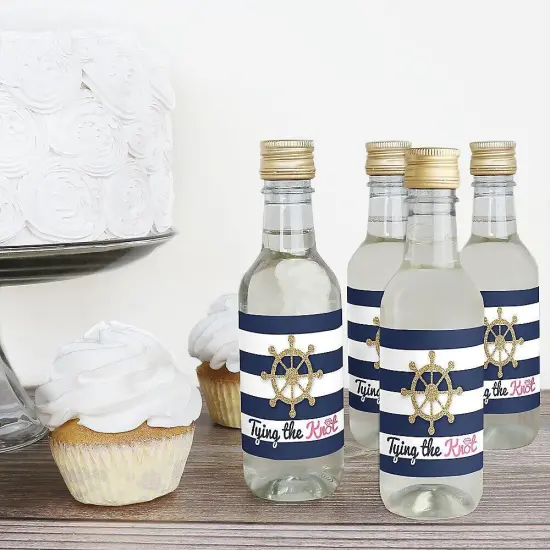 Big Dot of Happiness Last Sail Before the Veil - Mini Wine & Champagne Bottle Label Stickers - Nautical Bachelorette Bridal Shower Favor Gift - 16 Ct {3}
