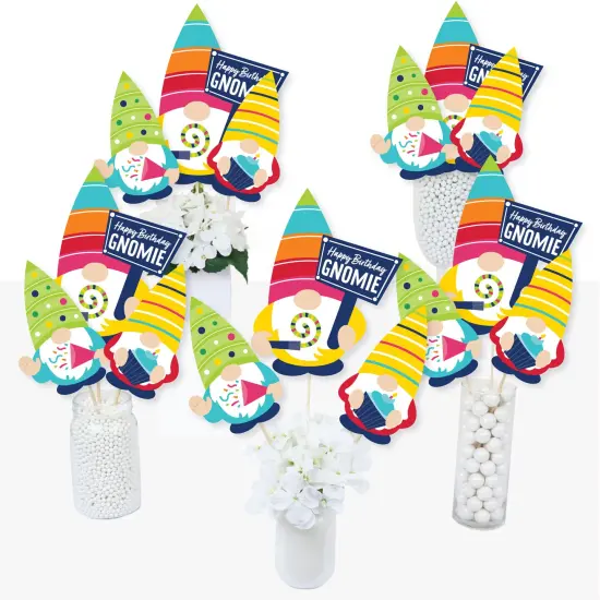 Big Dot of Happiness Gnome Birthday - Happy Birthday Party Centerpiece Sticks - Table Toppers - Set of 15 {3}