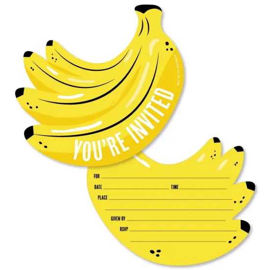 Big Dot of Happiness Let's Go Bananas - Shaped Fill-in Invitations - Tropical Party Invitation Cards with Envelopes - Set of 12 {1}