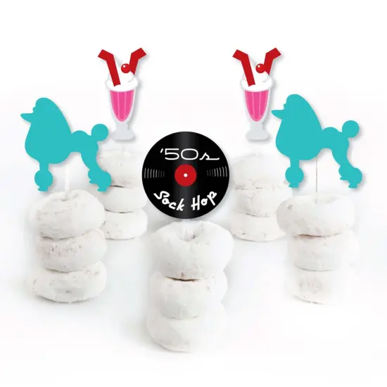 Big Dot of Happiness 50's Sock Hop - Dessert Cupcake Toppers - 1950s Rock N Roll Party Clear Treat Picks - Set of 24 {3}