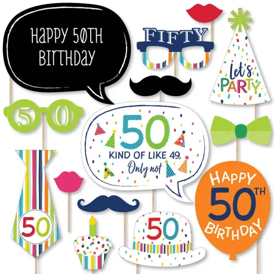 Big Dot of Happiness 50th Birthday - Cheerful Happy Birthday - Colorful Fiftieth Birthday Party Photo Booth Props Kit - 20 Count {1}