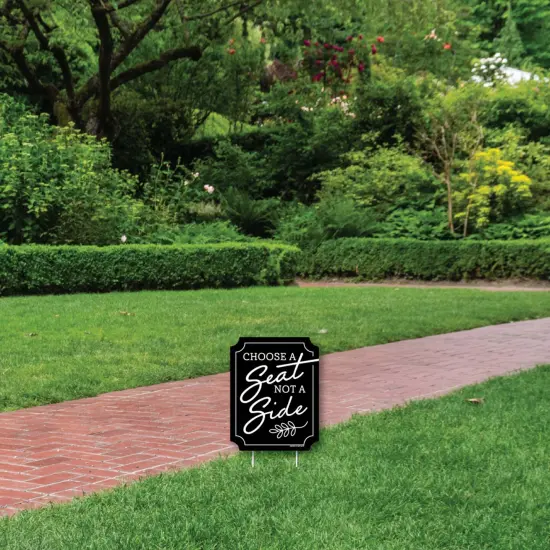 Big Dot of Happiness Black Choose a Seat, Not a Side - Outdoor Lawn Sign - Wedding Ceremony Seating Yard Sign - 1 Piece {3}