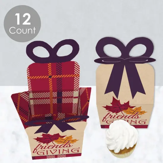 Big Dot of Happiness Friends Thanksgiving Feast - Square Favor Gift Boxes - Friendsgiving Party Bow Boxes - Set of 12 {4}