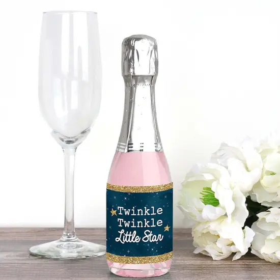 Big Dot of Happiness Twinkle Twinkle Little Star - Mini Wine & Champagne Bottle Label Stickers - Baby Shower or Birthday Party Favor Gift - Set of 16 {3}