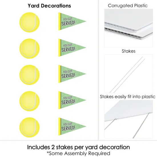 Big Dot of Happiness You Got Served - Tennis - Tennis Ball Lawn Decorations - Outdoor Baby Shower or Birthday Party Yard Decorations - 10 Piece {7}