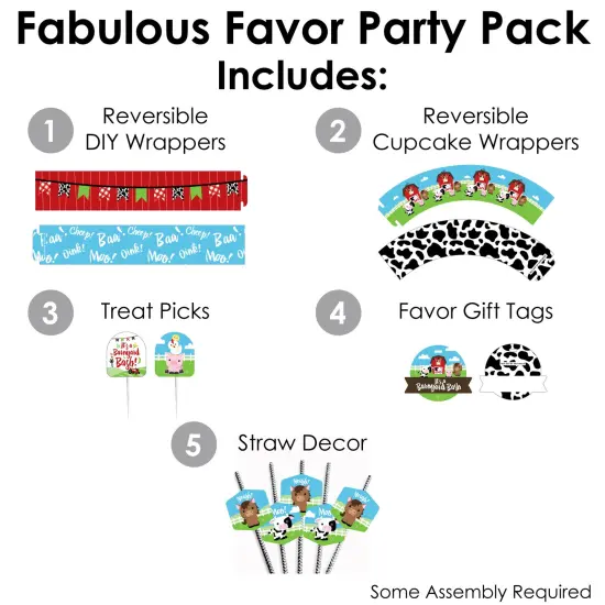 Big Dot of Happiness Farm Animals - Barnyard Baby Shower or Birthday Party Favors and Cupcake Kit - Fabulous Favor Party Pack - 100 Pieces {3}