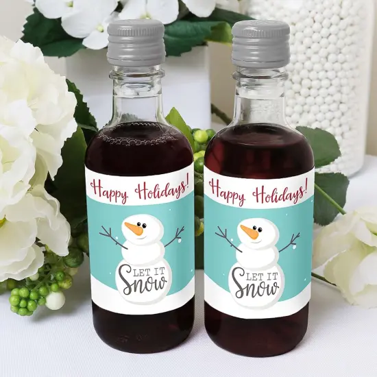 Big Dot of Happiness Let It Snow - Snowman - Mini Wine and Champagne Bottle Label Stickers - Christmas and Holiday Party Favor Gift - Set of 16 {6}