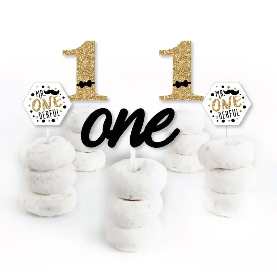 Big Dot of Happiness 1st Birthday Little Mr. Onederful - Dessert Cupcake Toppers - Boy First Birthday Party Clear Treat Picks - Set of 24 {3}