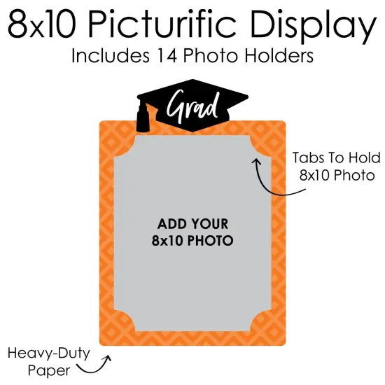 Big Dot of Happiness Orange Graduation 8 x 10 inches K-12 School Photo Holder - DIY Party Decor - Picturific Display {7}