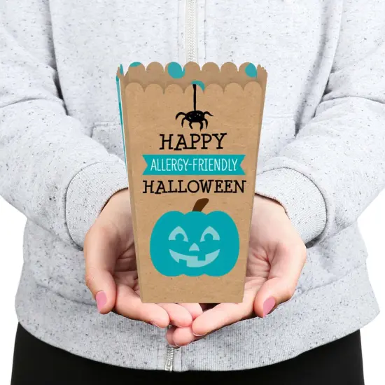 Big Dot of Happiness Teal Pumpkin - Halloween Allergy Friendly Trick or Trinket Favor Popcorn Treat Boxes - Set of 12 {4}
