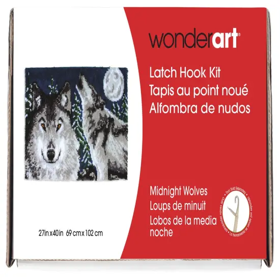 Wonderart Latch Hook Kit 27"X40"-Midnight Wolves {1}