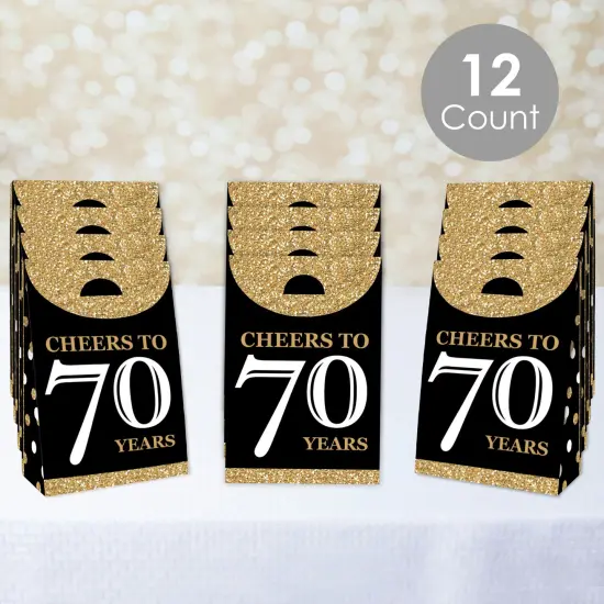 Big Dot of Happiness Adult 70th Birthday - Gold - Birthday Gift Favor Bags - Party Goodie Boxes - Set of 12 {3}