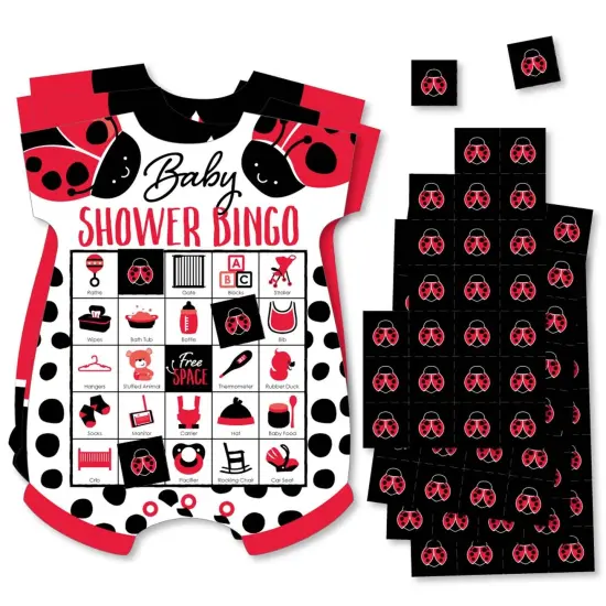 Big Dot of Happiness Happy Little Ladybug - Picture Bingo Cards and Markers - Baby Shower Shaped Bingo Game - Set of 18 {1}