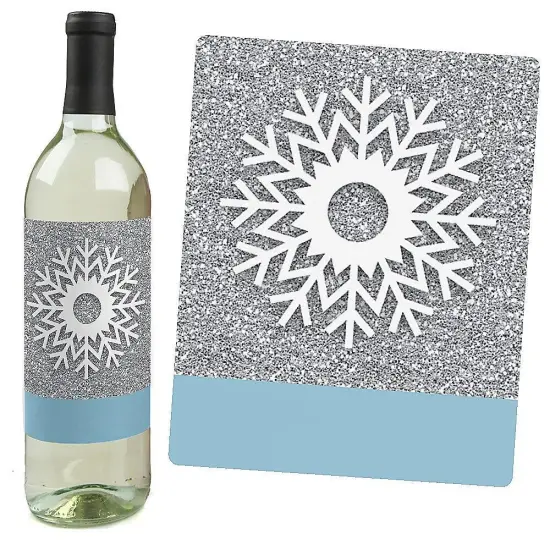 Big Dot of Happiness Winter Wonderland - Snowflake Holiday Party & Winter Wedding Decorations for Women & Men - Wine Bottle Label Stickers - Set of 4 {4}