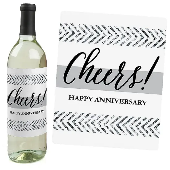 Big Dot of Happiness We Still Do - Wedding Anniversary Decorations for Women and Men - Wine Bottle Label Stickers - Set of 4 {6}