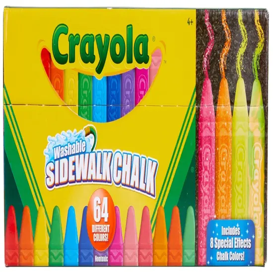 Crayola Washable Sidewalk Chalk-64 Colors Including 8 W/Special Effects {1}