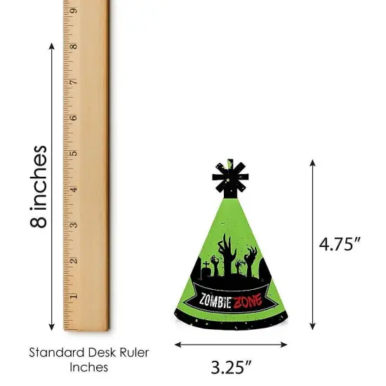 Big Dot of Happiness Zombie Zone - Mini Cone Halloween or Birthday Zombie Crawl Party Hats - Small Little Party Hats - Set of 8 {7}