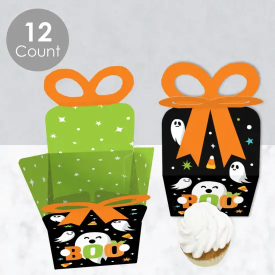 Big Dot of Happiness You've Been Booed - Square Favor Gift Boxes - Ghost Halloween Party Bow Boxes - Set of 12 {4}