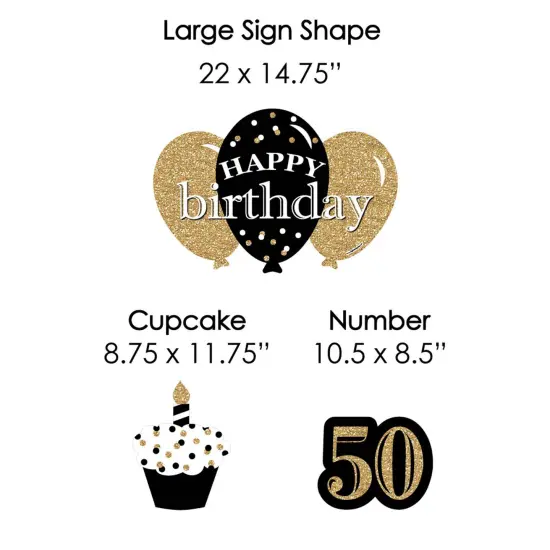 Big Dot of Happiness Adult 50th Birthday - Gold - Yard Sign and Outdoor Lawn Decorations - Happy Birthday Party Yard Signs - Set of 8 {7}