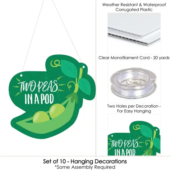 Big Dot of Happiness Hanging Double the Fun - Twins Two Peas in a Pod - Outdoor Hanging Decor - Baby Shower or 1st Birthday Party Decor - 10 Pieces {6}