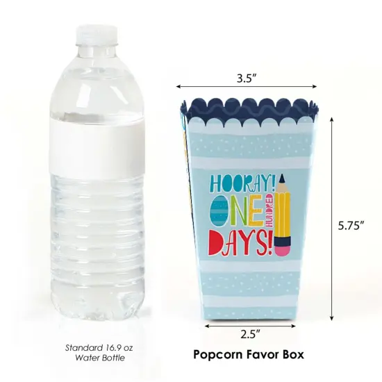 Big Dot of Happiness Happy 100th Day of School - 100 Days Party Favor Popcorn Treat Boxes - Set of 12 {3}