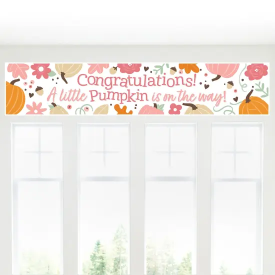 Big Dot of Happiness Girl Little Pumpkin - Fall Baby Shower Decorations Party Banner {6}