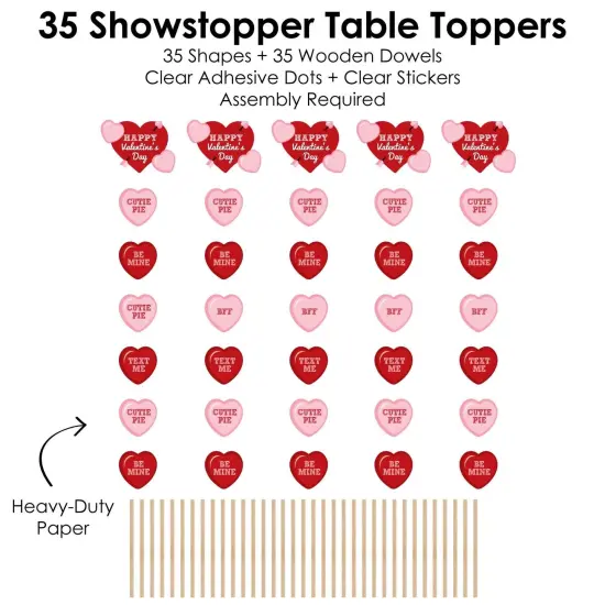Big Dot of Happiness Conversation Hearts - Valentine's Day Party Centerpiece Sticks - Showstopper Table Toppers - 35 Pieces {7}