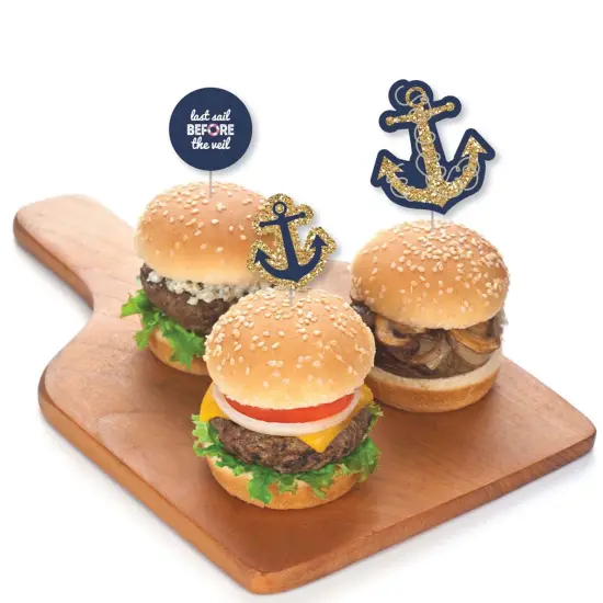 Big Dot of Happiness Last Sail Before the Veil - Dessert Cupcake Toppers - Nautical Bachelorette and Bridal Shower Clear Treat Picks - Set of 24 {4}