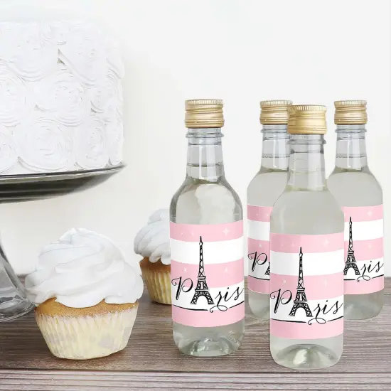 Big Dot of Happiness Paris, Ooh La La - Mini Wine & Champagne Bottle Label Stickers - Paris Themed Baby Shower Birthday Party Favor Gift - Set of 16 {4}