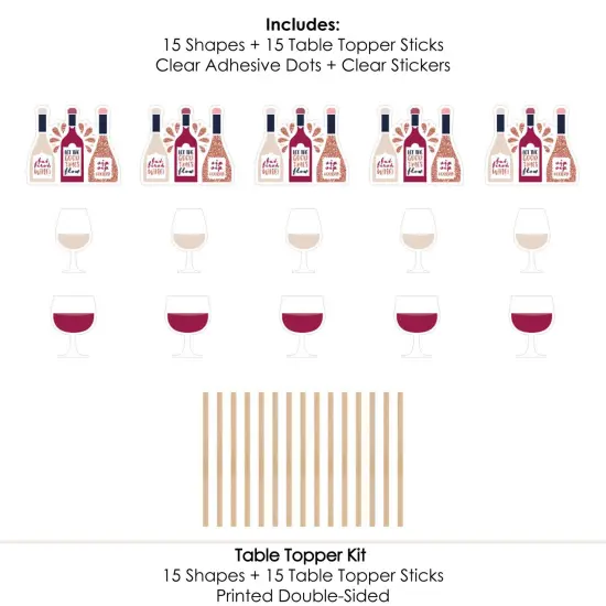 Big Dot of Happiness But First, Wine - Wine Tasting Party Centerpiece Sticks - Table Toppers - Set of 15 {7}